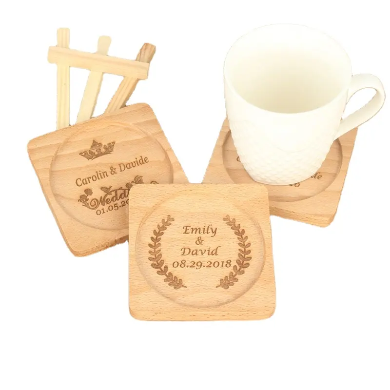 Wooden Custom Engraved Coasters Placemat Wedding Supplies Cute Coasters Wood