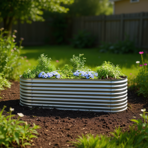 Bac à légumes surélevé en acier galvanisé gris 157,5 x 31,5 x 31,9 pouces pour plantation en extérieur - Product Image 2