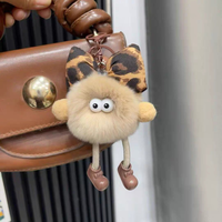 Porte-clés licorne en peluche à imprimé léopard, mignon et moelleux, breloque de sac monstre pour filles