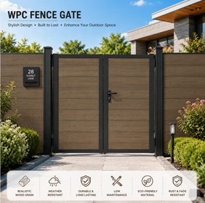 Portail en WPC imperméable et anti-pourriture EVERWALL, sur mesure, en <span class=keywords><strong>bois</strong></span>-plastique, pour parc, isolation extérieure, barrière - Product Image 1