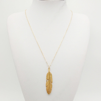 Collier long pour femmes, chaîne longue pour pull, bijoux fantaisie, collier en plumes plaqué or pour femmes
