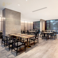 Ensemble de sièges de comptoir de luxe sur mesure JEILI, design biophilique moderne, table et chaises en bois, mobilier pour hôtel et restaurant