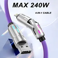 Cable USB Tipo C a USB C 4 en 1 de 240W con Carga Rápida PD para iPhone 16 Pro Max 15 iPad Xiaomi Samsung Tablet, Cable de Datos de 1M