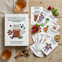 Jeu de cartes personnalisées OEM pour la fabrication de kombucha (36 cartes), guide de fermentation maison et d'accordage des saveurs avec livret