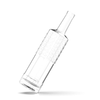 Botella de Vidrio Transparente Directo de Fábrica OEM con Panel de Etiqueta en Blanco para Envasado de Licores, 1000 ml, Tapón de Corcho y Serigrafía