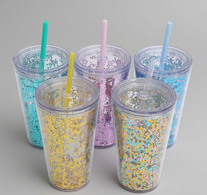 Gobelet en plastique réutilisable à double paroi, écologique, avec logo personnalisé, paillettes de luxe, vente en gros, modèle 2026 - Product Image 3