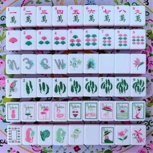 Custom Luxury Botanical Pattern <b>Mahjong</b> <b>Set</b> | Vibrant Green Acrylic Tiles Portable & Eco-Friendly for Entertainment - Product Image 6