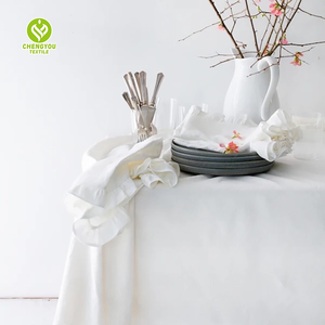 Ensemble de serviettes en lin 100% faites à la main, conception à volants exquise, finition naturelle délavée, mariages élevés personnalisés divers - Product Image 1