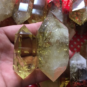 Großhandel Heil kristall Turm doppelt termini erten Punkt Quarz Citrin Punkte Zauberstab für die Dekoration - Product Image 5