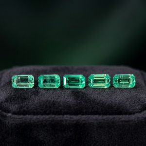 Piedras Sueltas Verdes Rectangulares de Corte Escalonado, 5 Piezas, Corte Esmeralda, Cultivadas en Laboratorio, Tratadas Térmicamente, Facetadas, Personalizables, para Joyería - Product Image 5