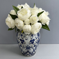 Bunga Peony Buatan 7 Tangkai 40cm Grosir untuk Dekorasi Pernikahan, Buket Peony Sentuhan Asli