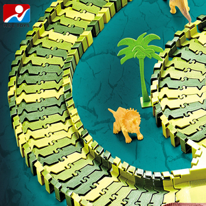 Niños dinosaurio carril paraíso juego conjunto 220 piezas DIY libre montar órbita juguetes educación juguete coche pista - Product Image 4