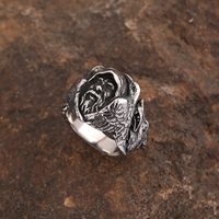 Bague pour homme en acier inoxydable, bijoux du patrimoine nordique, bague viking du dieu nordique Odin, vente en gros de bijoux