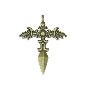Geflügeltes Kreuz-Pentagramm, sortierter Charm-Mix, gedrehter Ring, tropfenförmiges Tablett in Antik-Bronze, Silber, Goldton für die Schmuckherstellung - Product Image 2