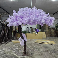 Tanaman Bunga Sakura Buatan Besar yang Dapat Disesuaikan, Pohon Bunga Sakura Tiruan dari Sutra Warna Pink Putih untuk Dekorasi Pernikahan