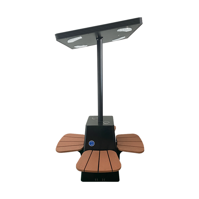 Garden Wireless USB Charger Seat With Screen Product Solar Power Panel Wpc Wood Chair Outdoor Urban Furniture Solar Smart Bench