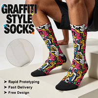 Chaussettes en Spandex/Polyester Imprimées Numériquement Colorées et Respirantes, Style Hip-Hop, Personnalisables pour le Sport et l'Usage Quotidien