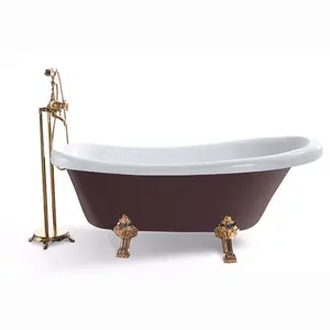 亚克力小型耐用玻璃纤维爪脚简易浴缸独立式浴缸