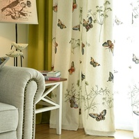 Cortina Translúcida Elegante de Alta Gama con Diseño de Mariposas, Bordada, para Todas las Estaciones, Estilo Americano