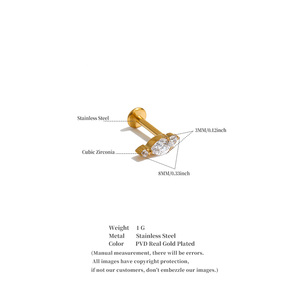 JINYOU 0124 <span class=keywords><strong>Orecchini</strong></span> <span class=keywords><strong>a</strong></span> Cartilagine Piccoli in Acciaio Inossidabile 316 con Zirconia Cubica, Gioielli per Piercing Corporeo di Alta Qualità - Product Image 6
