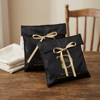 Pochette en satin noir de luxe Yitong avec logo personnalisé imprimé, pour emballer des perruques, des extensions de cheveux, des cosmétiques, des parfums, des cadeaux
