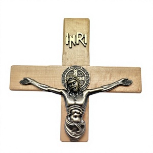 Crucifijo cruz de madera Jesús colgando religioso inspirador INRI - Product Image 2