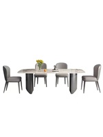 Table à manger moderne en pierre frittée assemblée anti-rayures pour appartement et villa