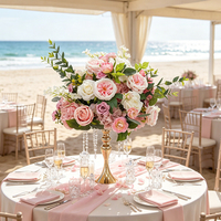 Boule de fleurs artificielle en soie rose et blanche de 50-60 cm de haute qualité pour centre de table de mariage, décoration florale pour événements (vente en gros)