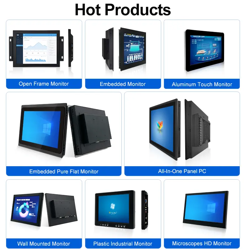 21.5 Inch Industrial Lcd Monitor Touch Screen VESA Embedded Pure Flat Wall Mounted Metal Aluminum Casing Display Touchscreen