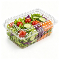 Conteneur alimentaire jetable en PET rectangulaire transparent à charnière pour sushis, salades, pizzas, pâtes, hamburgers, emballages à emporter