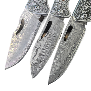 Lames en acier de Damas personnalisables, <span class=keywords><strong>couteau</strong></span> utilitaire à lame fixe VG-10, lames en vrac OEM pour la chasse, le camping - Product Image 1