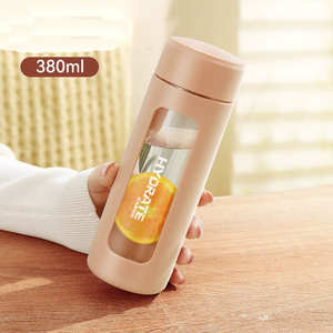 Bouteille d'eau en verre borosilicate haute qualité couleur personnalisée avec infuseur à thé, anti-fuite, 380 ml, design minimaliste pour les sports <span class=keywords><strong>de</strong></span> plein air - Product Image 4