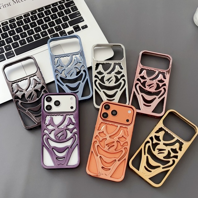Hot Funny 3D Heat Dissipation Clown Design Cell Phone Case for iPhone 17 16 15 14 13 Pro Max Electroplate Shockproof Back Cover