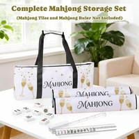 Set Tas Makeup Mahjong Poliester Ringan dan Portabel 20-35L Pola Dekoratif Tiga-dalam-Satu Kit Penyimpanan untuk Rumah, Halaman Belakang, dan Perjalanan Darat