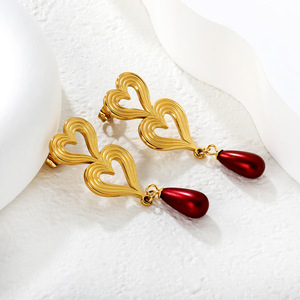 Irregular Heart Shape <b>Stud</b> <b>Earrings</b> 18k Gold Plated Zinc Alloy Party Jewelry Women Fashion Drop <b>Earrings</b> - Product Image 2