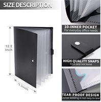 Porte-documents personnalisé à 10 pochettes, format A4, en plastique PP imperméable, organisateur de documents avec bouton pression, fournitures de bureau et scolaires