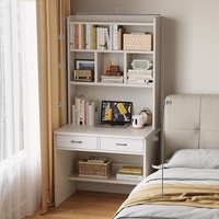 Bureau en bois et bibliothèque combinés pour la maison, bureau d'étude pour adulte avec bibliothèque, bureau d'écriture pour étudiant dans la chambre