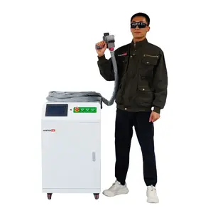 Anufacturers-máquina de limpieza láser pequeña, máquina de eliminación de óxido de 500W con placa de hierro y grafiti de pared
