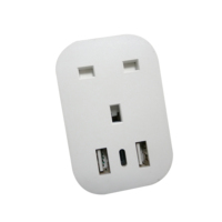 Prise intelligente double murale WiFi avec 2 ports USB-A et 1 port USB-C, 220/240V, modèle UK, pour la gestion énergétique de la maison intelligente