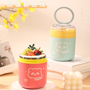 <strong>Breakfast</strong> Cup 304 Stainless Steel Plastic Custom Warm Food <strong>Container</strong> With Spoon Insulated Kids Soup Cup - Product Image 6