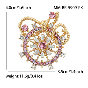 Broches de luxe coréennes en forme d'ancre de <span class=keywords><strong>bateau</strong></span> à faible MOQ, cadeau idéal pour la fête des mères ou pour une petite amie, broches délicates en alliage de zinc rose, pour femmes élégantes - Product Image 6