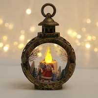 Lanterne LED de Noël, lumière de nuit, ornement de table rond, décoration de bureau Père Noël Bonhomme de neige, alimentée par piles