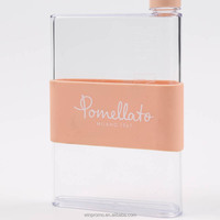 Bouteille d'eau portable en plastique avec couvercle, 380 ml, écologique, réutilisable, avec carnet de notes A5 rose créatif et mignon, personnalisable OEM/ODM