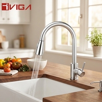 Robinet de cuisine en acier inoxydable à col de cygne, avec douchette extractible, monocommande, pour évier de cuisine moderne