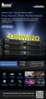 Amplificateur de puissance en métal Nuoxun PT4450T 1U 4X450W 8 Ohm Classe D 4 canaux avec connectivité XLR, réponse en fréquence 20Hz-20KHz