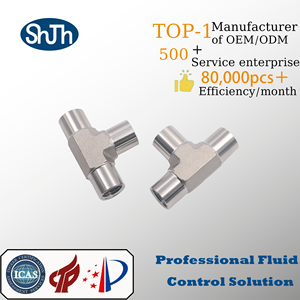 Conector en T <span class=keywords><strong>de</strong></span> 3 Vías <span class=keywords><strong>de</strong></span> Acero Inoxidable 316SS <span class=keywords><strong>de</strong></span> Alta Presión <span class=keywords><strong>Tipo</strong></span> SWAGELOK SHJH-LOK, Rosca NPT/BSPP/BSPT, Unión Roscada para Aceite ASME ASTM - Product Image 2