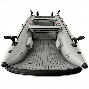 Bateaux pneumatiques catamaran <span class=keywords><strong>de</strong></span> 12,5 pieds avec pont gonflable pour 5 personnes Reachsea avec transom en aluminium, grande <span class=keywords><strong>roue</strong></span> et <span class=keywords><strong>porte</strong></span>-canne à pêche - Product Image 3