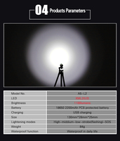 Senter Industri LED 10W Daya Tinggi Superfire 1000 Lumen IP55 Paduan Aluminium Mini Portabel Dapat Diisi Ulang CRI 90 4100K