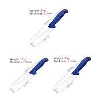 Ensemble de couteaux à filet tranchants à faible quantité minimale de commande en gros avec manche en plastique bleu et sac portable pour la pêche en plein air, le camping et l'écorçage