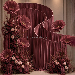 Op maat gemaakte bordeauxrode gordijnachtergrond voor bruiloftpodium, achtergronddoek, draperie voor buitenceremonie - Product Image 1